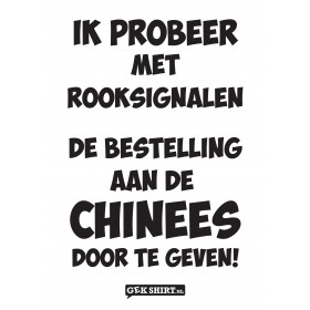 Ik probeer met rooksignalen de bestelling aan de chinees door te geven Leuk BBQ schort