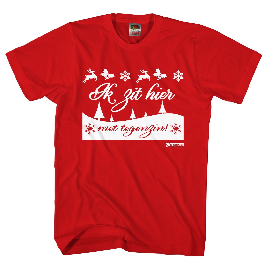 Automatisch Stadion verbrand Ik zit hier met tegenzin KERST SHIRT - Gekshirt - Leuke gekke t-shirts