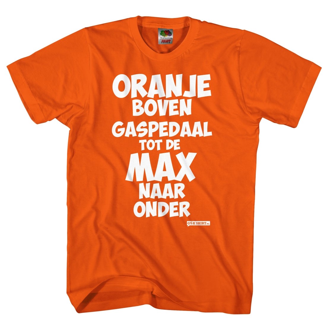 Oranje boven gaspedaal tot de MAX naar onder