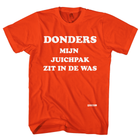 Donders mijn juichpak zit in de was.