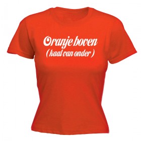 WK T- shirt dames Oranje boven kaal van onderen